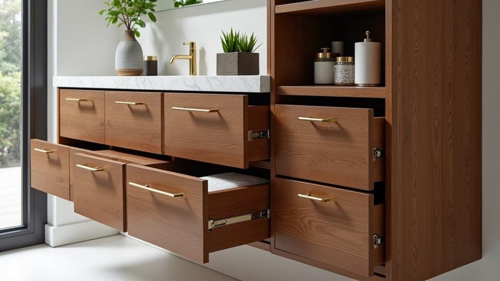 chic brown bathroom cabinets