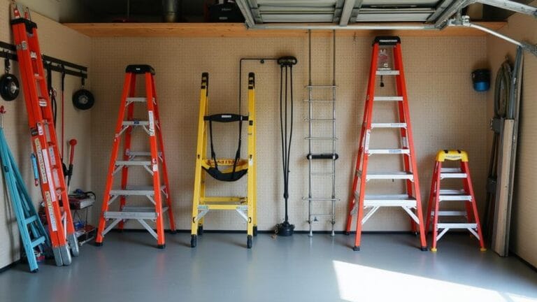 clutter free garage ladder storage