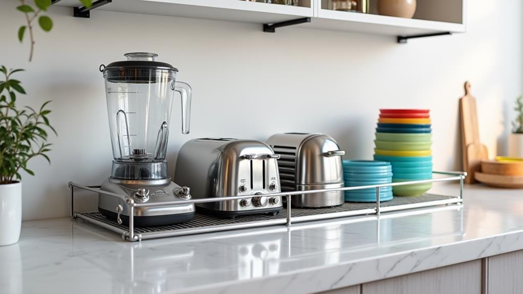 clutter free kitchen appliance storage