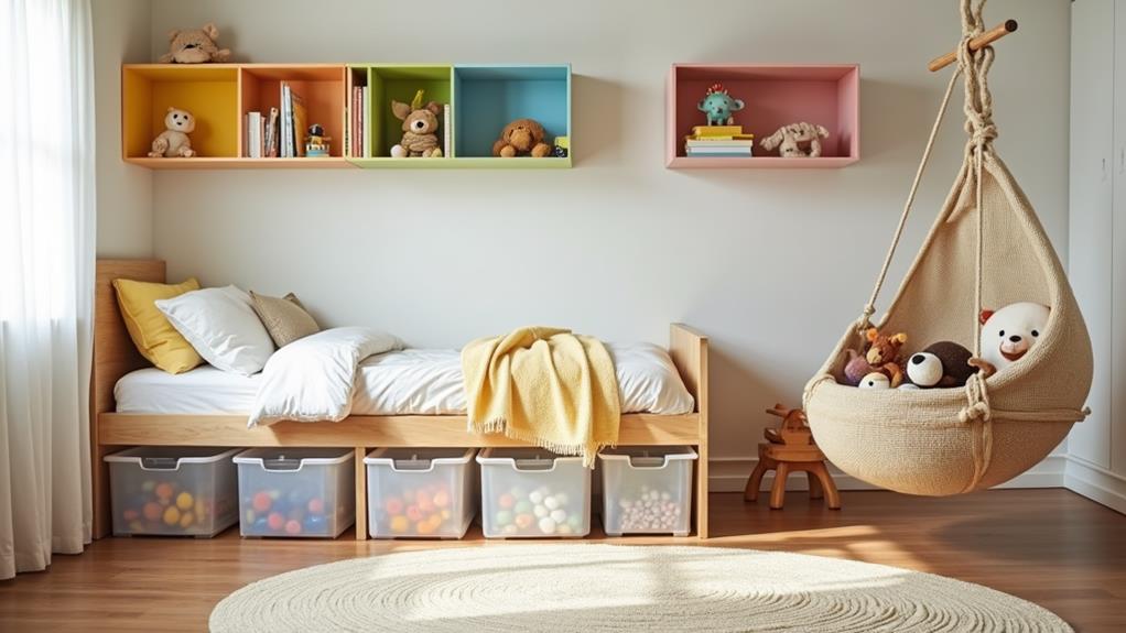 minimalist kids room storage