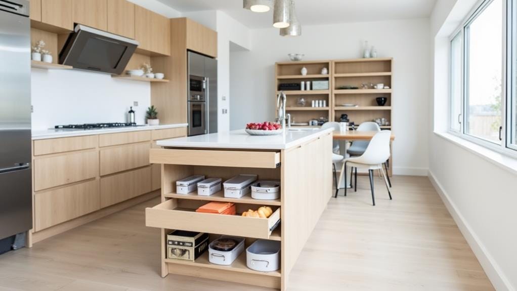 narrow kitchen islands with storage