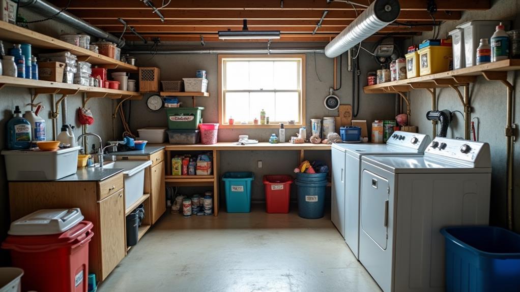 organize basement laundry room