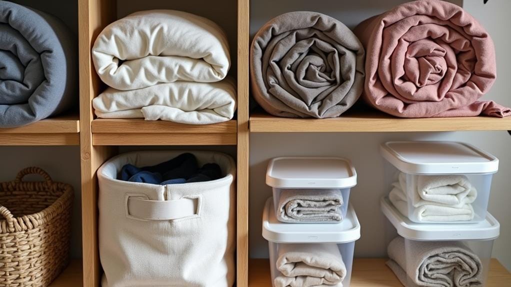 organize closet blankets efficiently