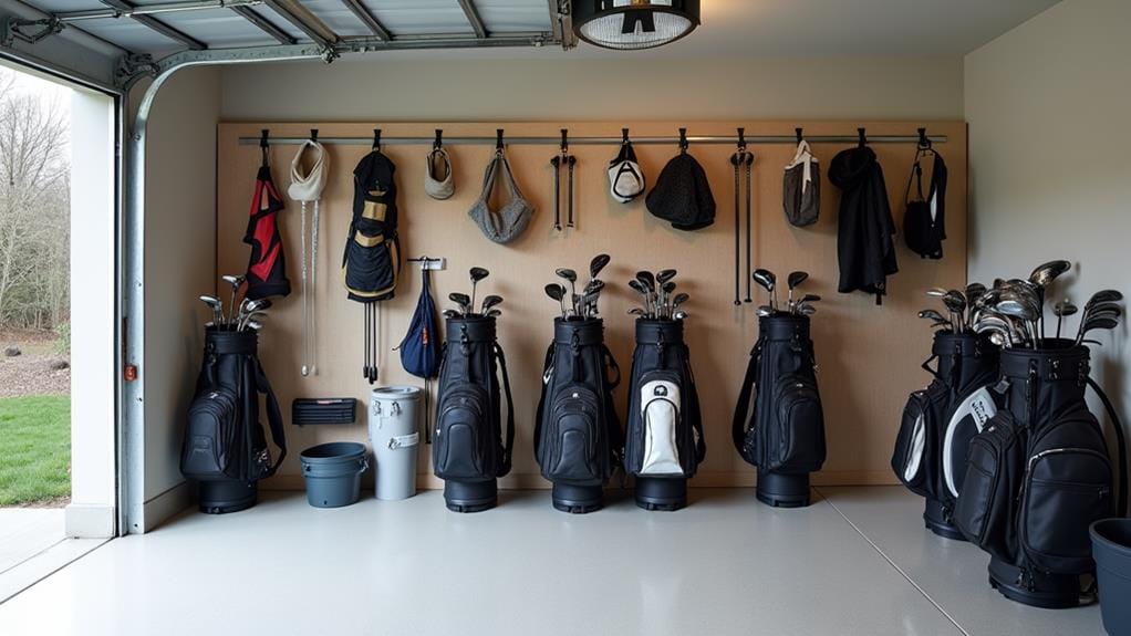 organized golf bag storage