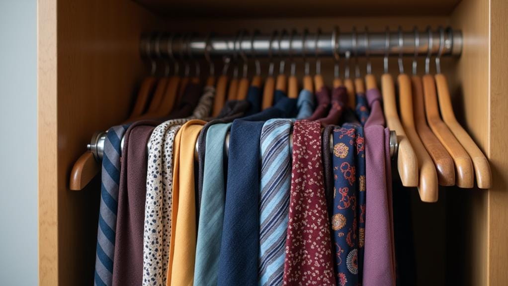 organizing ties in closets