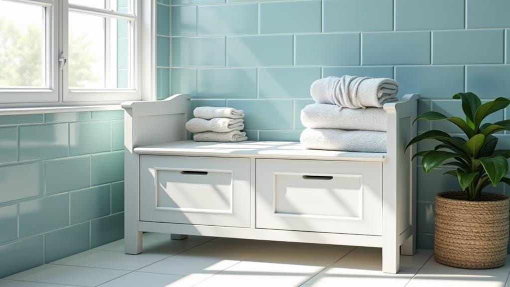 stylish bathroom benches storage